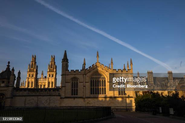 Spires stand above various colleges of Oxford University, in Oxford, U.K., on Wednesday, May 27, 2020. The U.K. Government's plans to allow most...