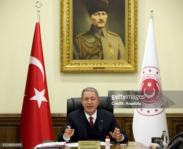 Weekly video conference meeting held under the chairmanship of Turkish Defense Minister Hulusi Akar, and with the participation of Turkish Chief of...