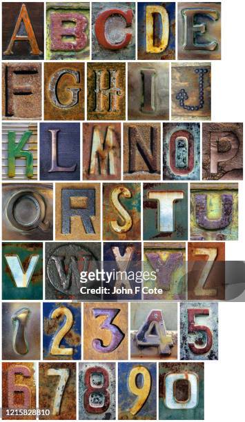 alphabet_letters_numbers_1a - metallic letters stock pictures, royalty-free photos & images