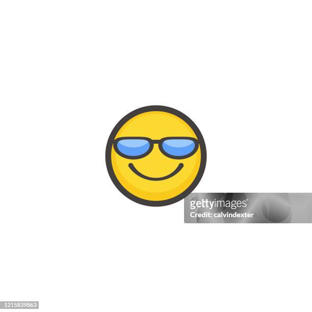 emoticon flat design contour line - sunglasses emoji stock illustrations