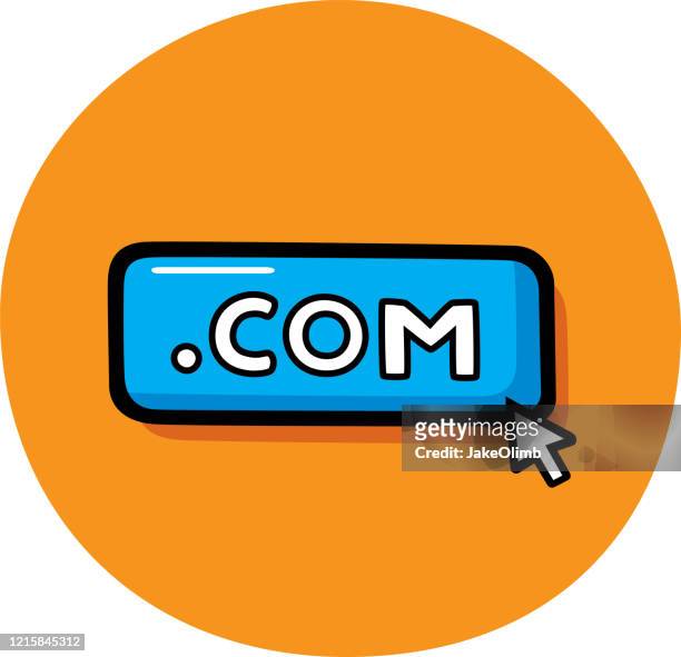 ilustraciones, imágenes clip art, dibujos animados e iconos de stock de doodle de botón de dot com - com