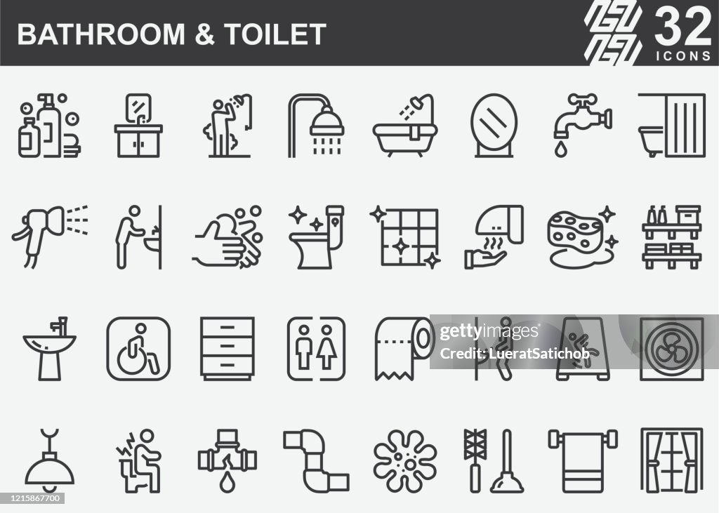 De pictogrammen van de badkamers en van de ToiletLijn