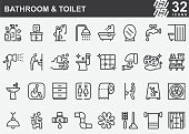 Bathroom and Toilet Line Icons