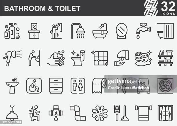 浴室與廁所線圖示 - bathroom 幅插畫檔、美工圖案、卡通及圖標