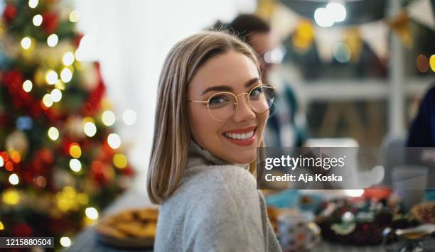 excited about christmas. - eyewear stock pictures, royalty-free photos & images