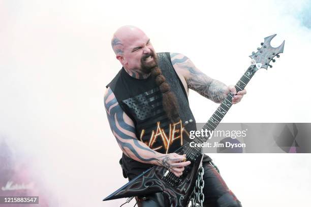 Kerry King of Slayer performs live on stage during the first day of the Sonisphere Rock Festival at Knebworth House on July 8, 2011 in Stevenage,...