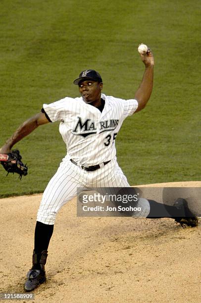 Marlins starter Dontrelle Willis. Dodgers won 9-3 during Los Angeles Dodgers at Florida Marlins - August 11, 2003 at Pro Player Stadium in Miami, FL.