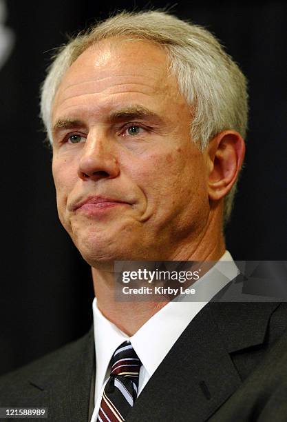 Los Angeles Lakers general manager Mitch Kupchak at press conference announcing the hiring of Phil Jackson as coach at the Staples Center in Los...