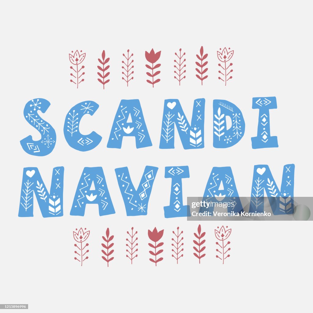 North Lettering Scandinavian Lettering Text Design North Ornamental Illustration Font ...