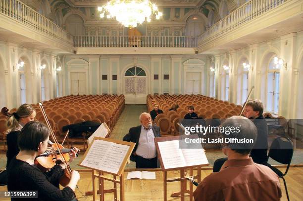 Krzysztof Penderecki participates in International Cello Festival dedicated to Mstislav Rostropovich in Moscow; pictured: Krzysztof Penderecki during...