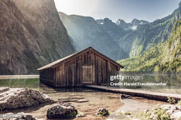 bootshütte am obersee berchtesgaden - alm stock-fotos und bilder