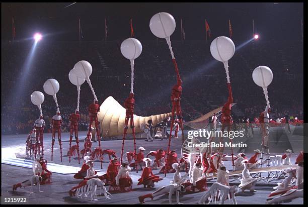 A GENERAL VIEW OF THE OPENING CEREMONY OF THE 1992 WINTER OLYMPICS HELD IN ALBERTVILLE IN FRANCE.