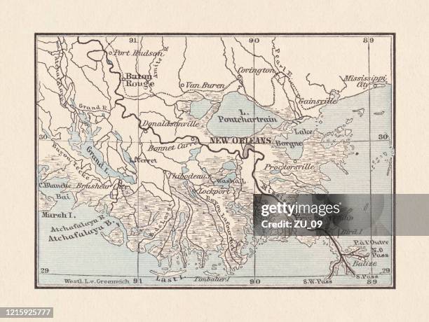 密西西比河口與新奧爾良的沖積土地,1893 年 - new orleans 幅插畫檔、美工圖案、卡通及圖標