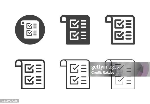 formularsymbole überprüfen - multi-serie - aufgabenliste stock-grafiken, -clipart, -cartoons und -symbole