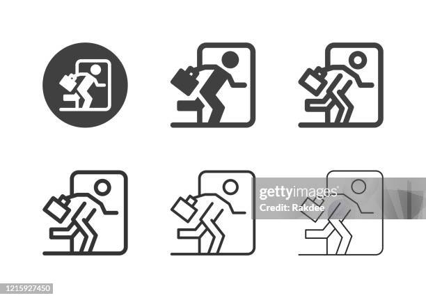 exit business icons - multi series - employee leaving stock illustrations