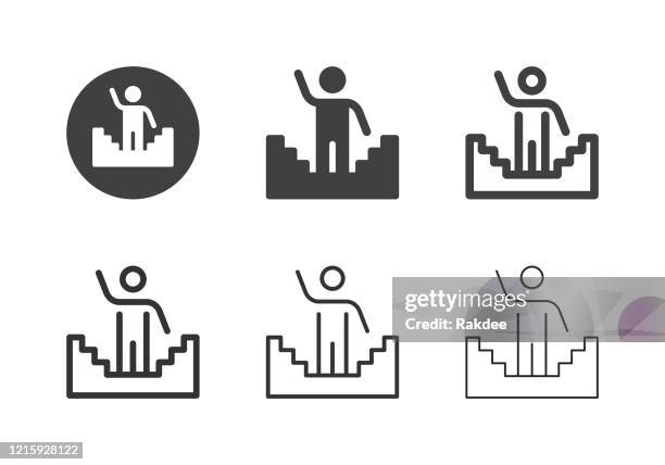 solution ladder icons - multi series - runway worker stock illustrations