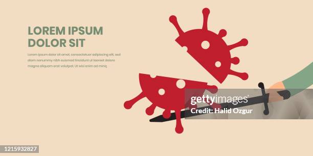 fighting with covid-19 corona virus - man on plain background stock illustrations