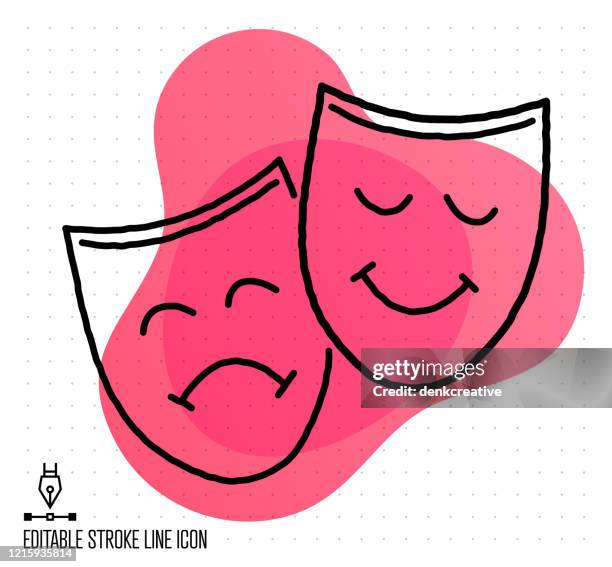 theater audiences vector editable line illustration - opera stage stock illustrations