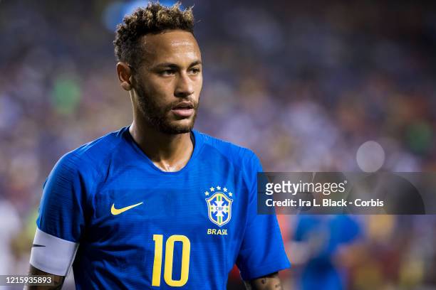 Neymar of Brazil with the captain's armband during the Brazil Global Tour and before the International friendly match between Brazil and El Salvador...