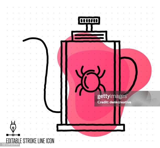 agricultural spraying vector editable line illustration - spraying soybeans stock illustrations