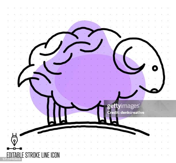 livestock raising vector editable line illustration - sheep grazing stock illustrations