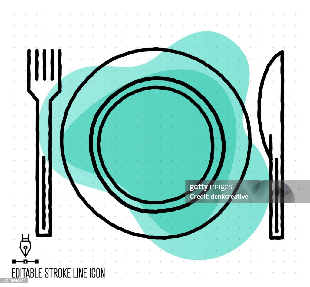 Fusion Restaurant Vector Editable Line Illustration