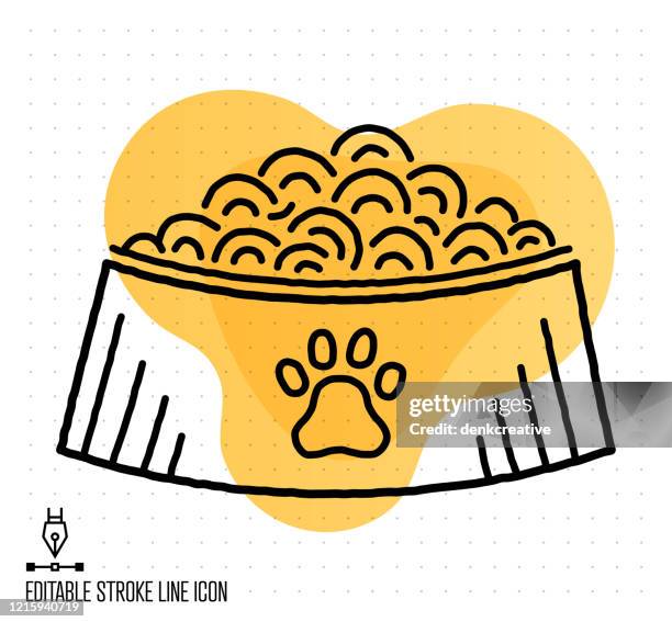 pet food vector editable line illustration - dog sketch stock illustrations