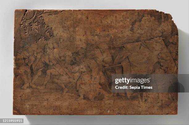 The Dirty Bride or The Wedding of Mopsus and Nisa, ca. 1566, Pen and black-brown ink on white-prepared partially carved block of applewood, Overall:...