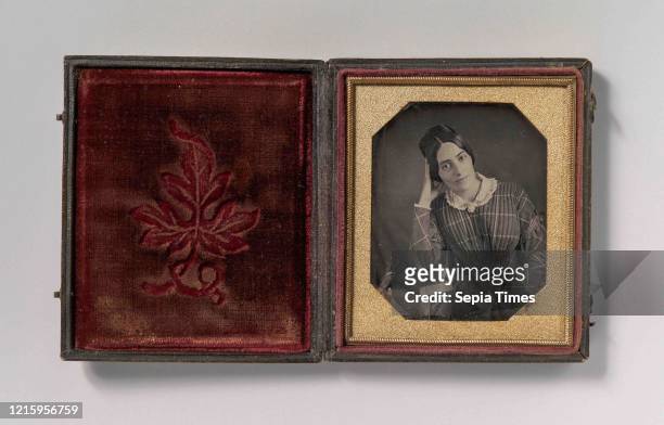 Young Woman with Elbow Resting on Small Pile of Books and Head on Hand, 1840s, Daguerreotype, Image: 6.6 x 5.3 cm , Photographs, Unknown , The...