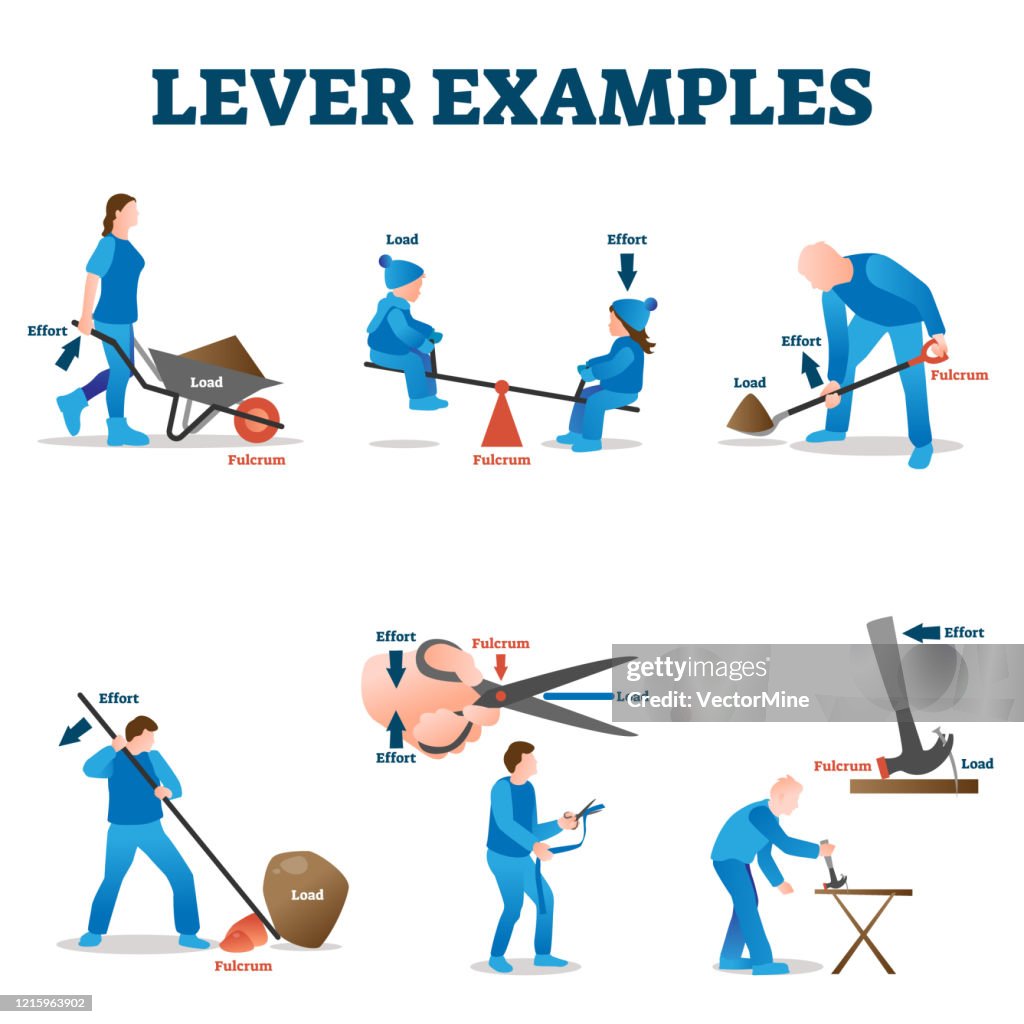 Lever Examples Vector Illustration Labeled Load Effort Fulcrum ...