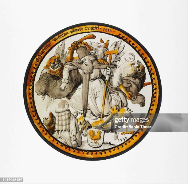 Roundel with the Temptation of Saint Anthony Made in Swabia, German, Colorless glass, vitreous paint and silver stain, Overall: 8 in. ,...