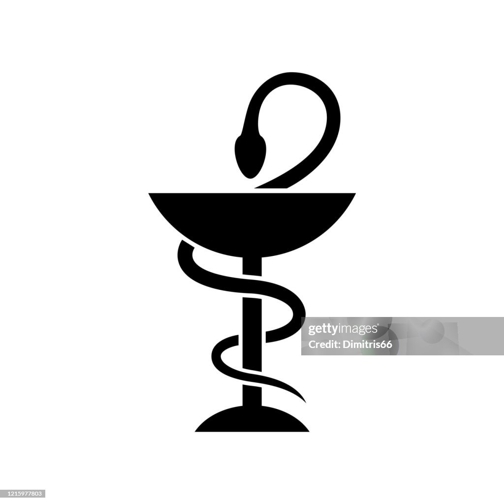 Apotheke Schlange Symbol. Einfache flache Illustration isoliert auf weißem Hintergrund.