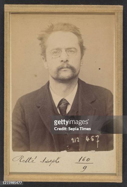 Rette. Adolphe. 30 ans. Ne a Paris IXe. Homme de lettre. Cris seditieux. 21/1/94. 1894. Albumen silver print from glass negative. 10.5 x 7 x 0.5 cm...