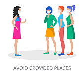Avoid Crowded Places concept, modern flat design vector illustration