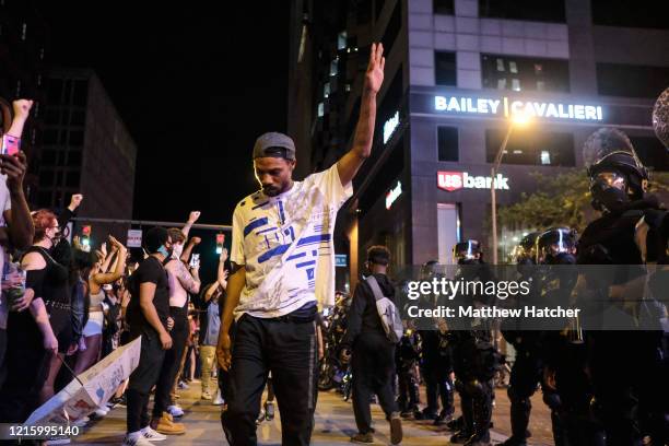 Protesters demonstrated in Downtown Columbus near the statehouse in solidarity with nation wide protests against the murder of George Floyd in...