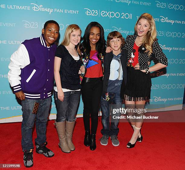 Farm cast members Carlon Jeffery, Sierra McCormick, China Anne McClain, Jake Short and Stephanie Scott attend Day 2 of Disney's D23 Expo 2011 at the...