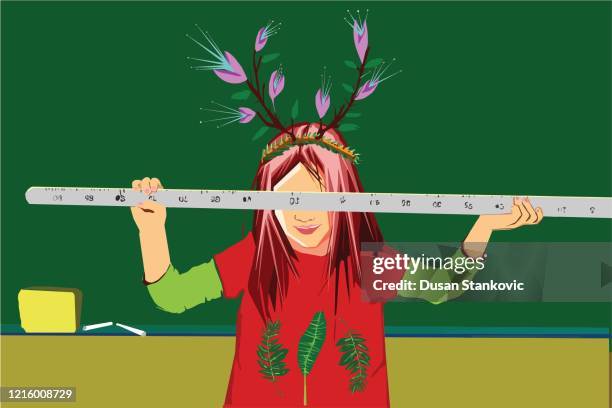 Child Using A Rulerdrawing Kids Measuring Drawing High Res Illustrations - Getty Images