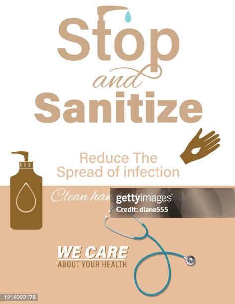hand sanitizer poster - hygiene stock illustrations