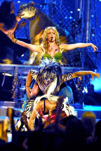 Britney Spears and Doc Antle during 2001 MTV Video Music Awards - Show at Metropolitan Opera House in New York City, New York, United States.