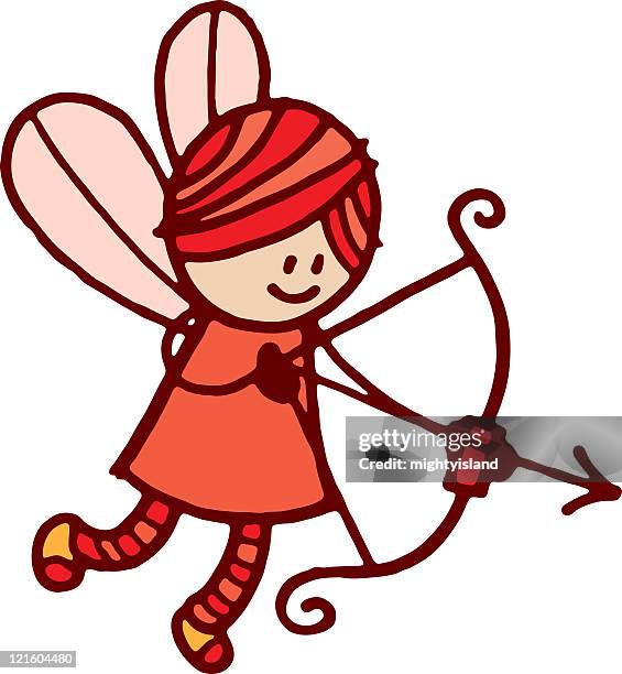 fairy with a bow and arrow - bow and arrow stock illustrations
