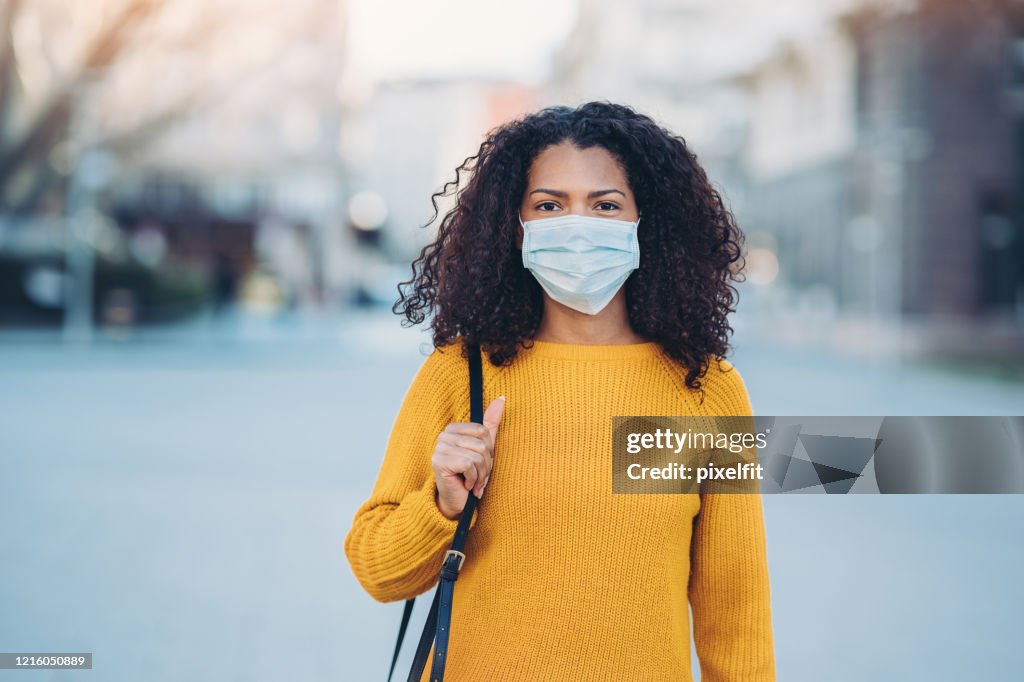 Young woman with a mask during pandemic