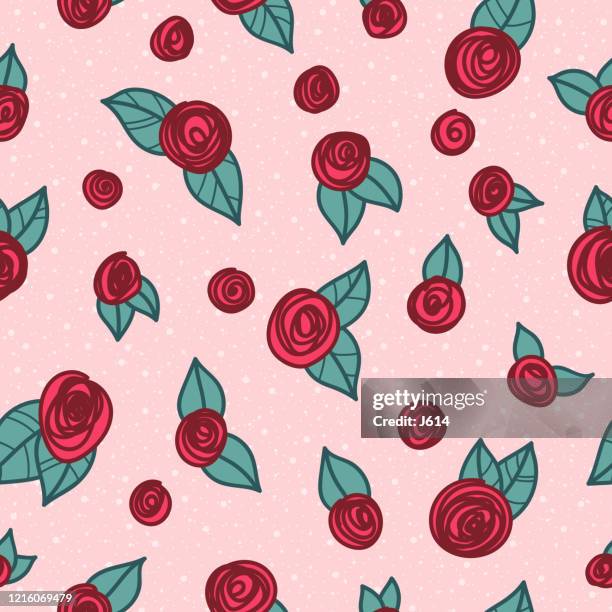 seamless doodle roses pattern - roses patterns stock illustrations