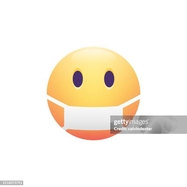 emoticon with protective face mask - sick emoji stock illustrations