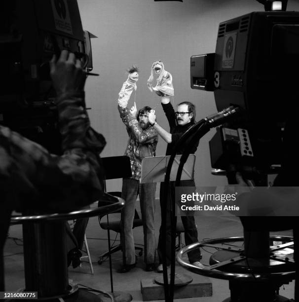 Puppeteers tape an episode of Sesame Street at Reeves TeleTape Studio in March, 1970 in New York City, New York.