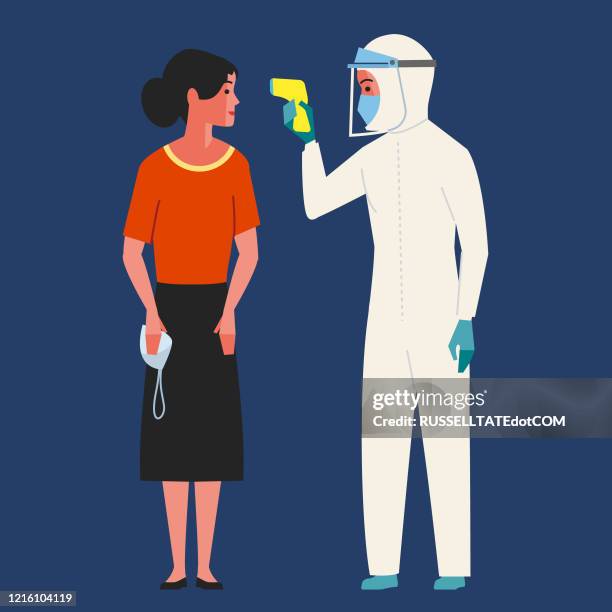 forehead temp reading - forehead stock illustrations