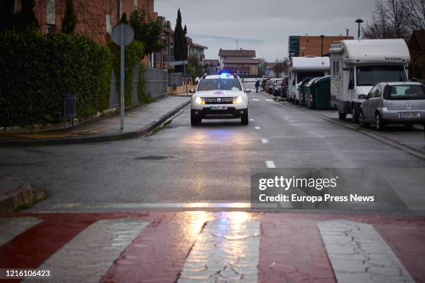 Civil Protection volunteers patrol rural towns near Pamplona during the third week since the State of Alarme was decreed in Spain by the coronavirus,...