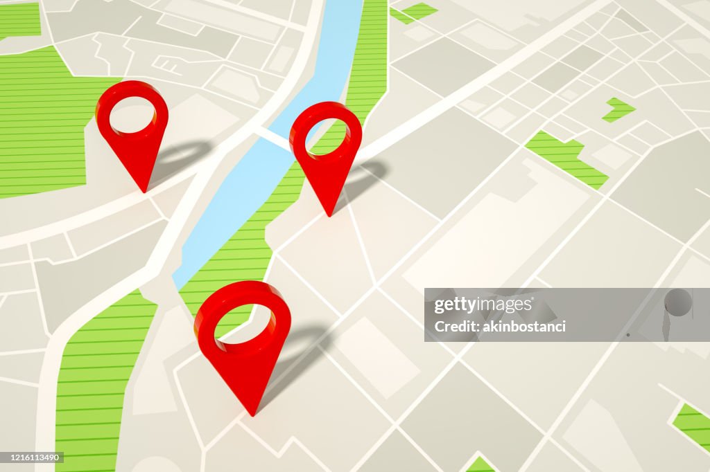 3D-navigeringskarta pekare, markör stift, resmål