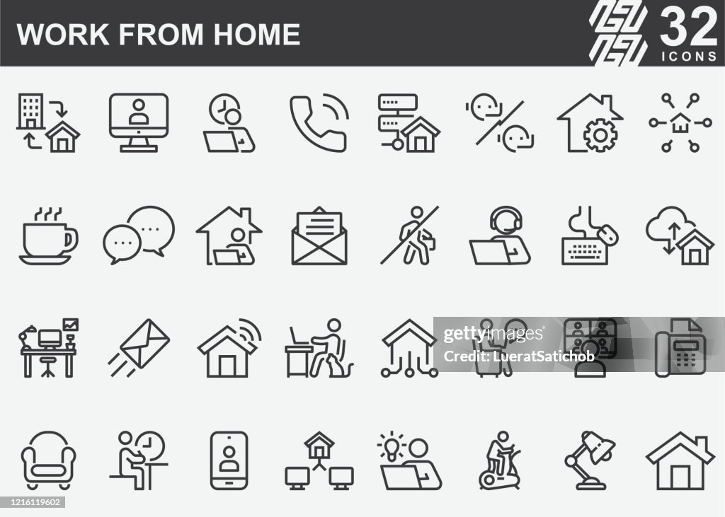 Arbeiten von Home Line Icons