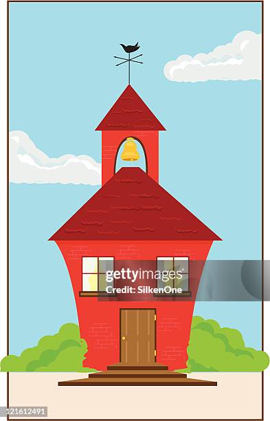 little red schoolhouse - school bell stock illustrations