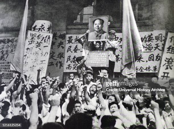 Red Guards China's shout long-live Chairman Mao ! during the Cultural Revolution. China 1967.